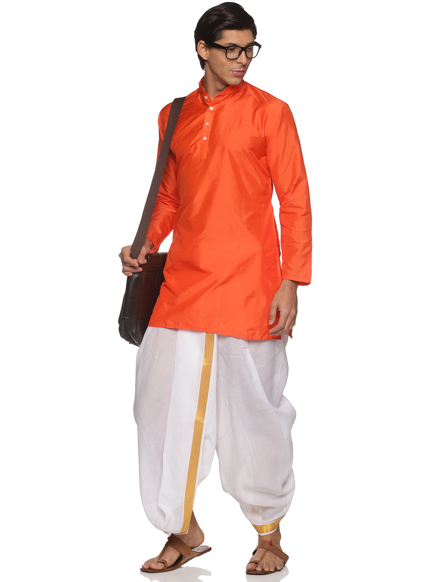 MENS BUTTER SILK LONG KURTA WITH PANCHAKAJAM