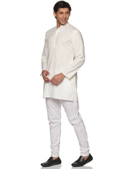 MENS SLUB COTTON CREAM LONG KURTA WITH PYJAMA