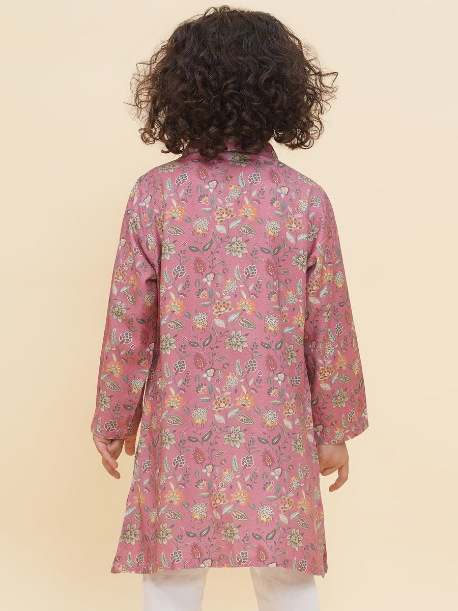 Boy's Floral Print Kurta