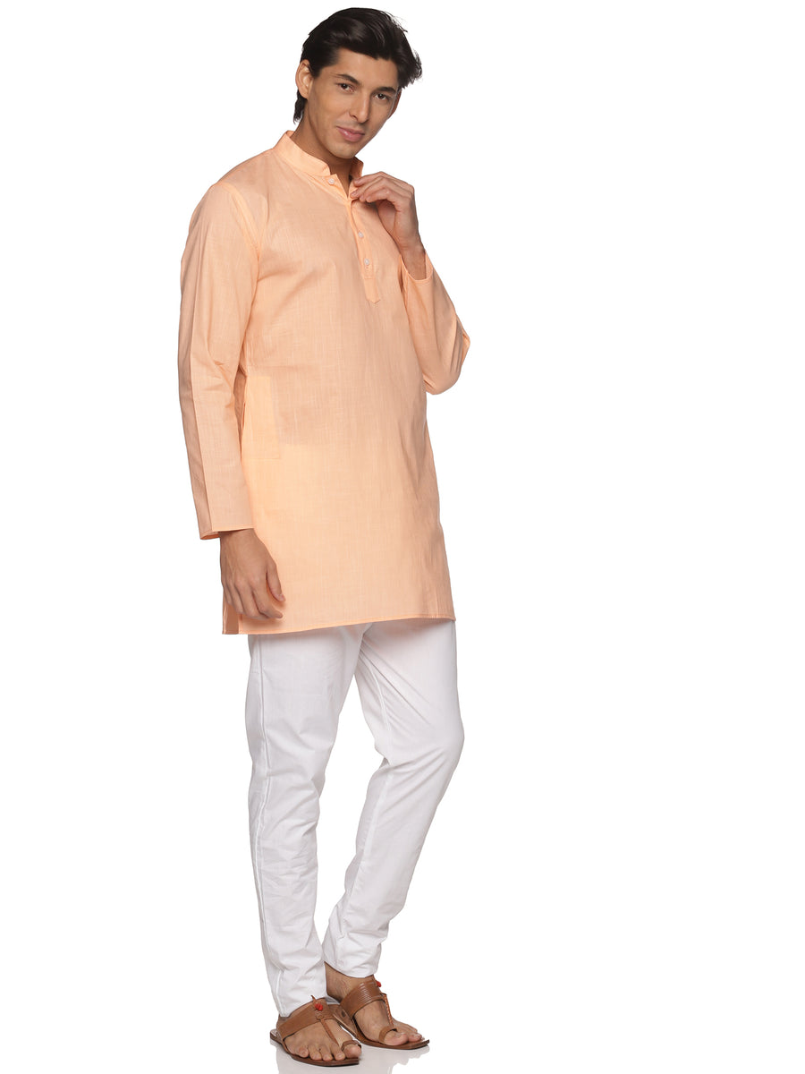 MENS SLUB COTTON LONG KURTA WITH PYJAMA