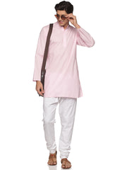 MENS SLUB COTTON BLUE LONG KURTA WITH PYJAMA
