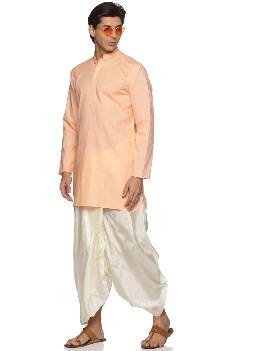 MENS SLUB COTTON LONG KURTA WITH PANCHAKAJAM