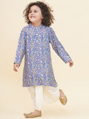 Boy's Floral Print Kurta DhotiPant Set