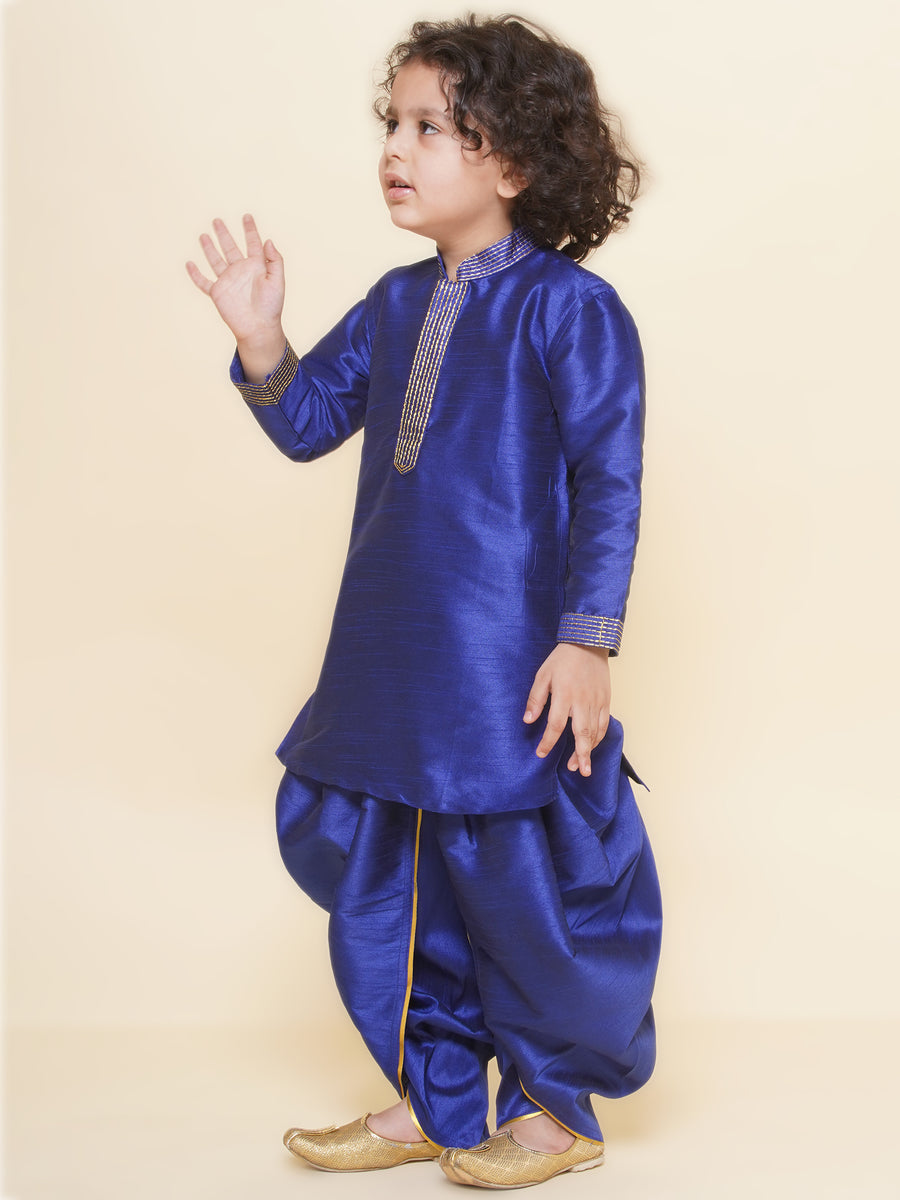 Sethukrishna Boys Slub Dupion Embroidered Kurta