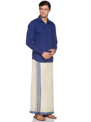 Mens Pure Cotton Double Dhoti Off White