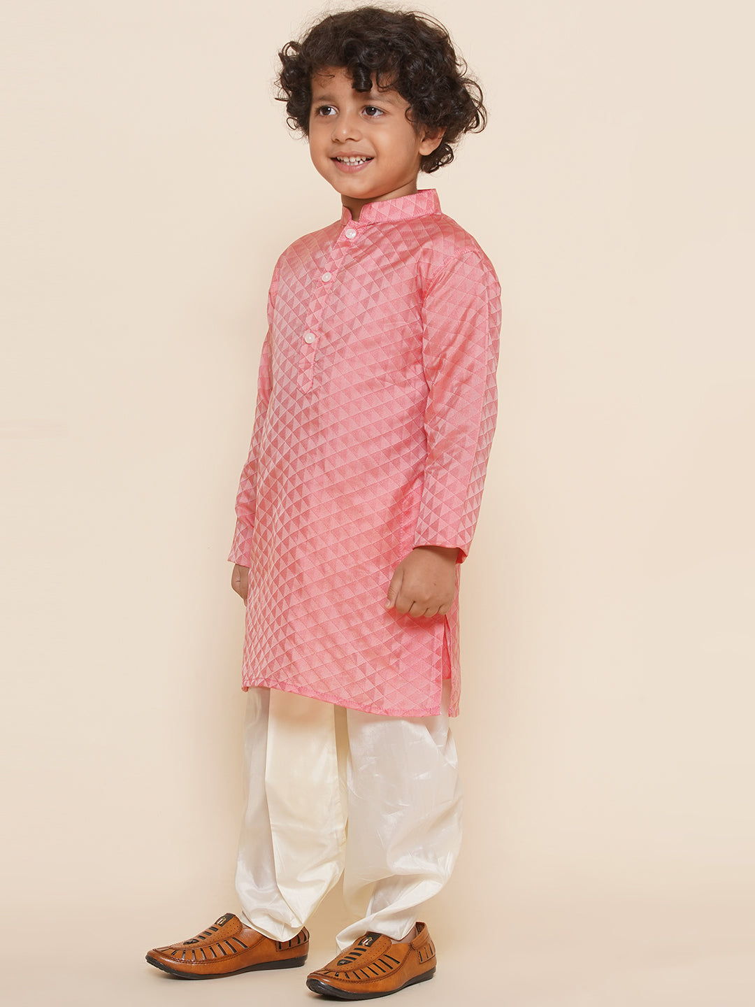 Boys Radhe Kurta and Dhoti Pants Ethnic Clothing Set - Pink main image 0