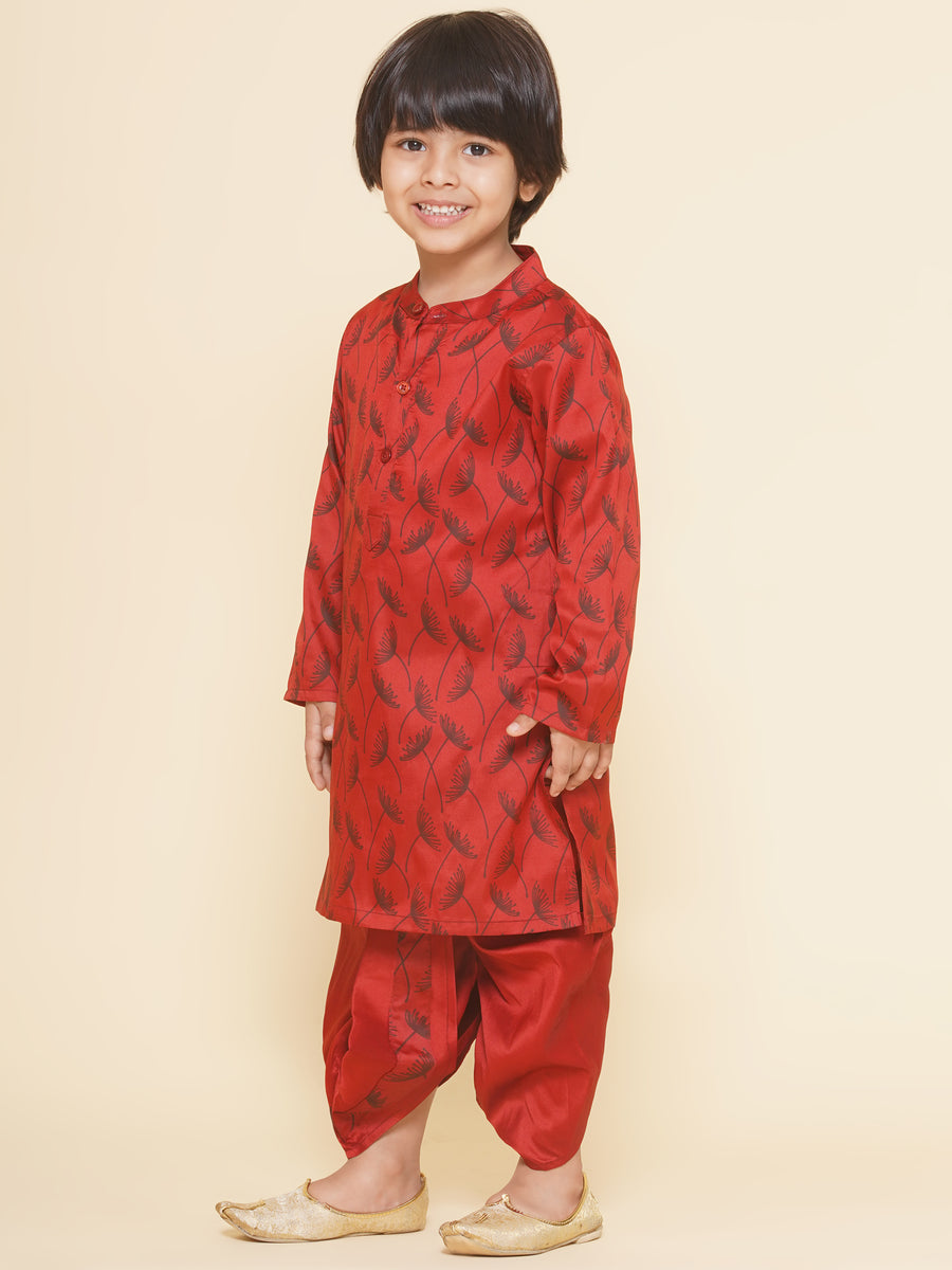 Boys Flower Design Printed Kurta 