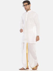 Men White Colour Kurta Dhotipant Set