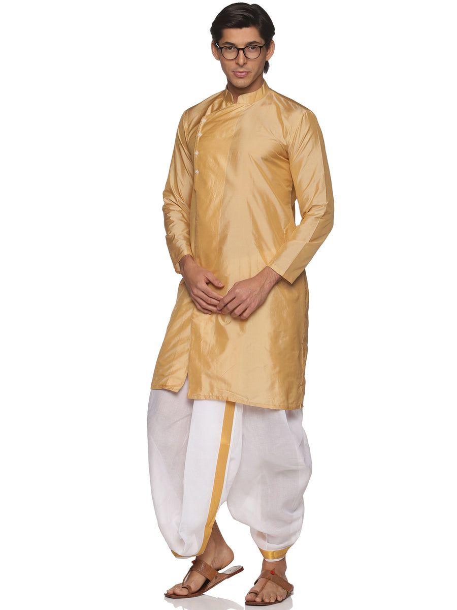 MENS BUTTER SILK LONG KURTA WITH PANCHAKAJAM
