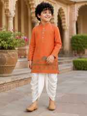 Boys Printed Kurta Dhoti Set