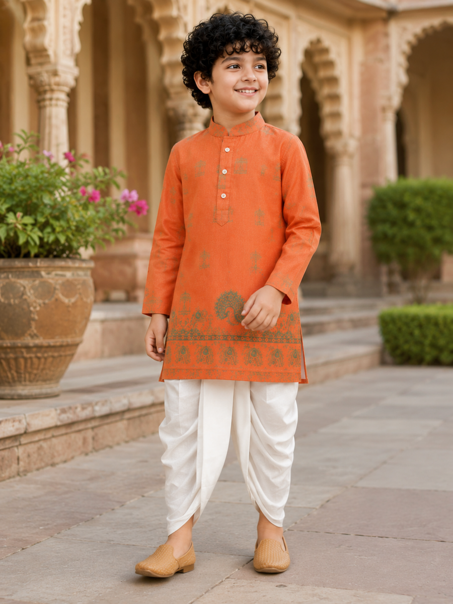 Boys Printed Kurta Dhoti Set