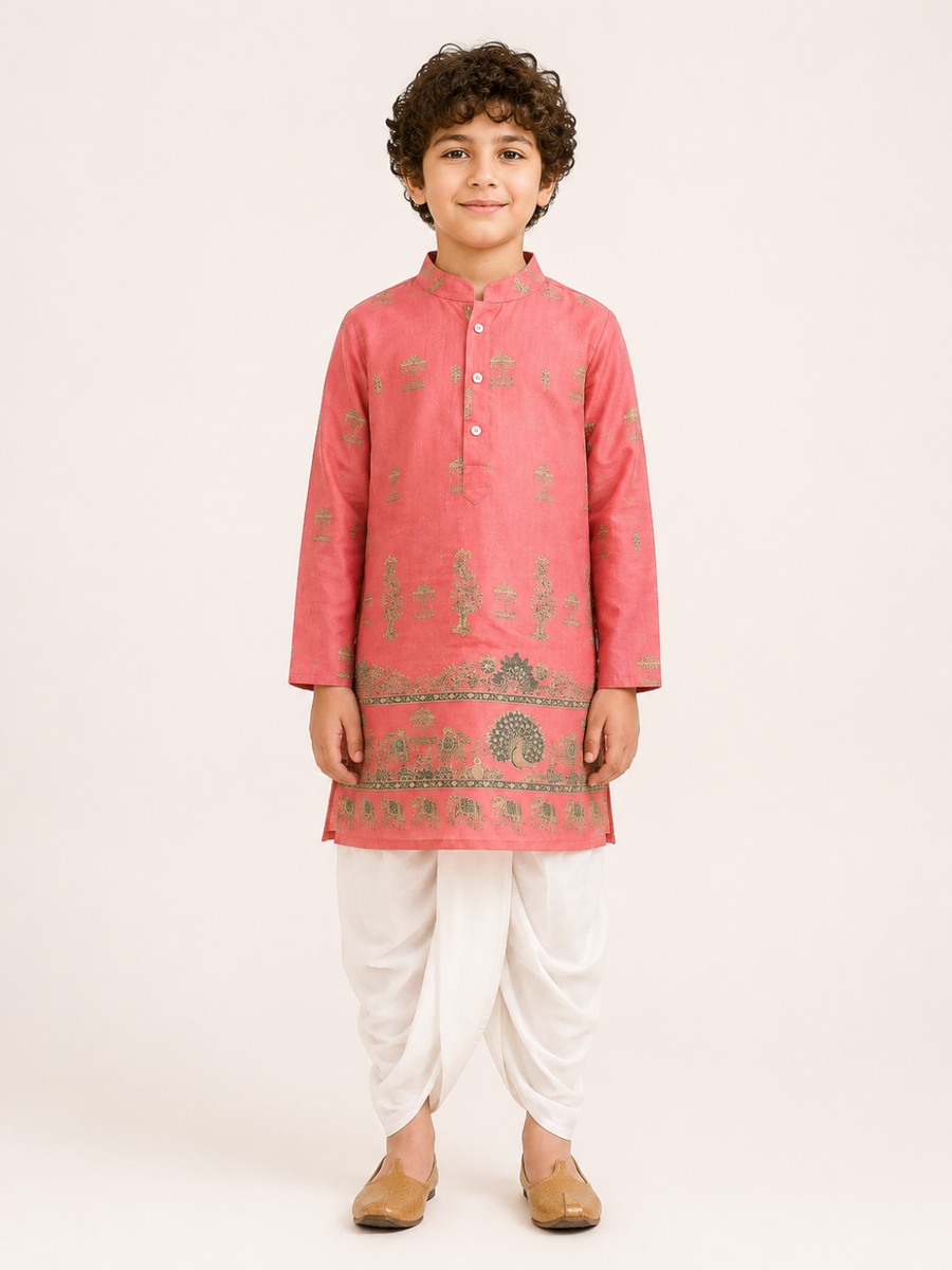 Boys Printed Kurta Dhoti Set