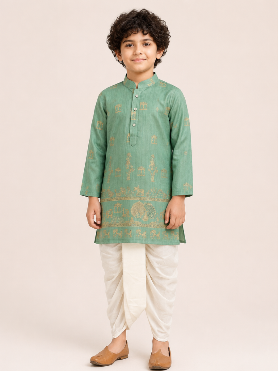 Boys Printed Kurta Dhoti Set