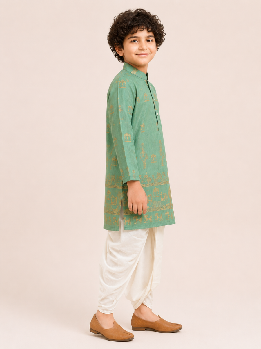 Boys Printed Kurta Dhoti Set