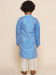 Boys Soild Colour Self Design Art Silk Kurta Pyjama Set
