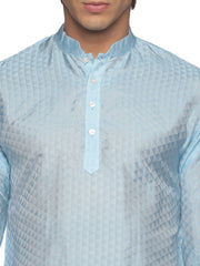 MENS ART SILK LONG KURTA WITH POCKET DHOTI