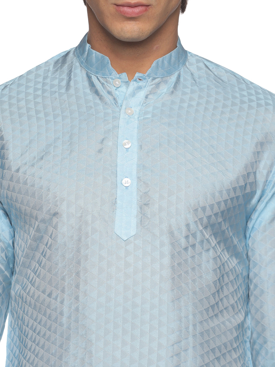 MENS ART SILK LONG KURTA WITH POCKET DHOTI