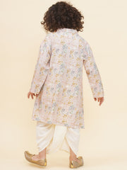 Boy's Floral Print Kurta DhotiPant Set