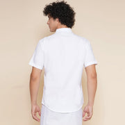 Men Premium Cotton White Half Sleeve Shirt