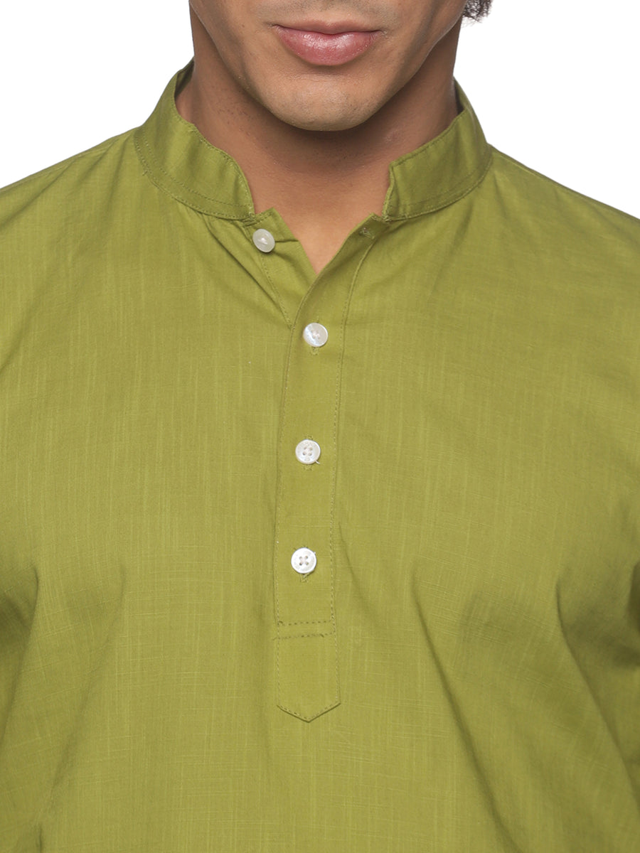 MENS SLUB COTTON LONG KURTA WITH PYJAMA