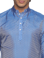 MENS ART SILK LONG KURTA WITH POCKET DHOTI