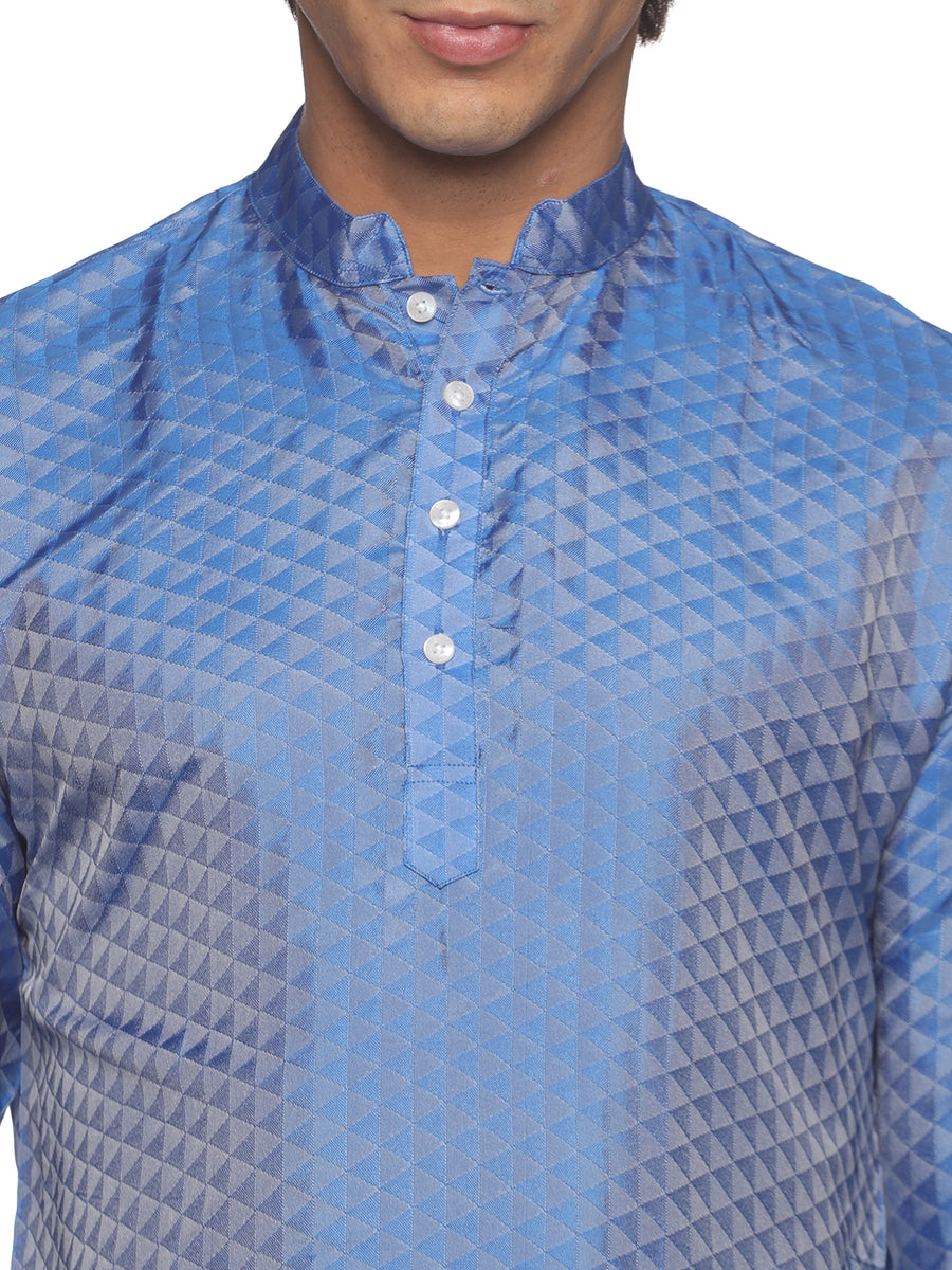 MENS ART SILK LONG KURTA WITH POCKET DHOTI