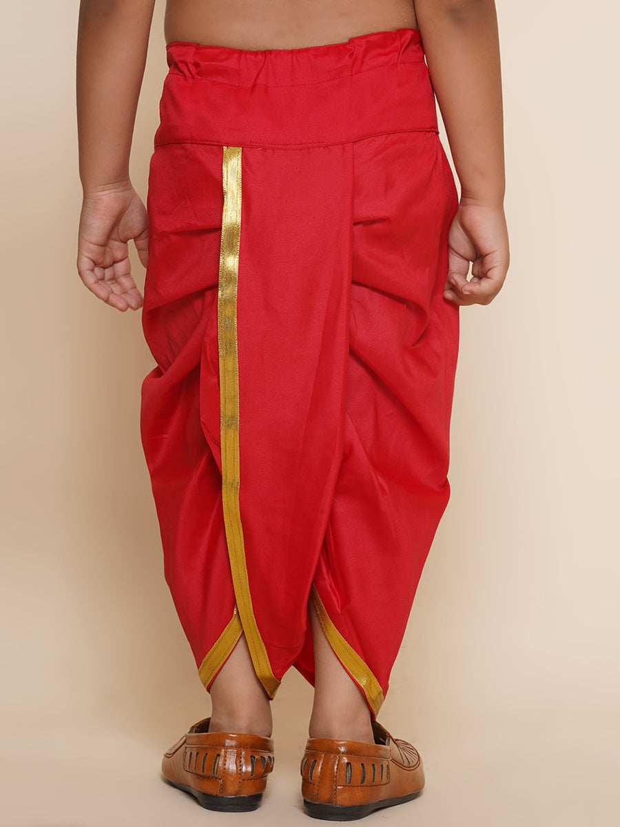 Boys Red Colour Gold Border Dhotipant