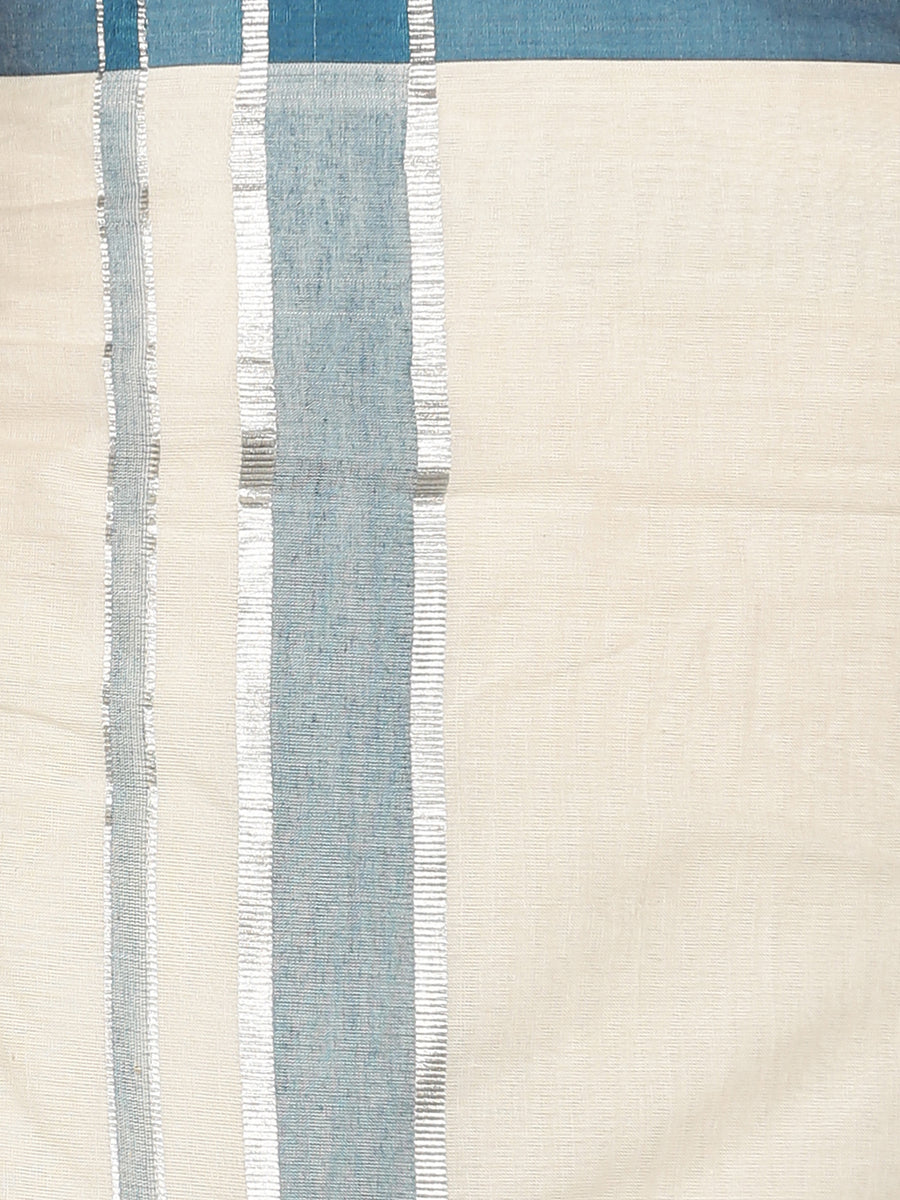 Mens Pure Cotton Double Dhoti Off White
