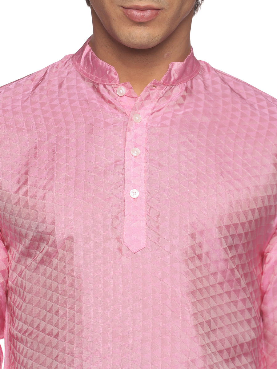 MENS ART SILK LONG KURTA WITH POCKET DHOTI
