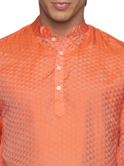 MENS ART SILK LONG KURTA WITH POCKET DHOTI
