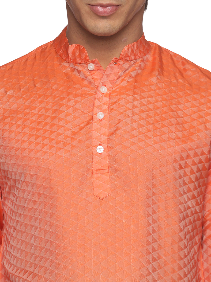 MENS ART SILK LONG KURTA WITH POCKET DHOTI