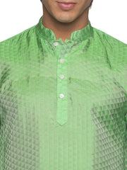 MENS ART SILK SHORT KURTA WITH POCKET DHOTI