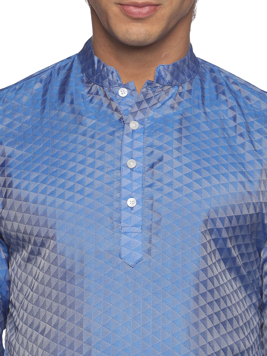 MENS ART SILK SHORT KURTA WITH POCKET DHOTI