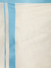 Mens Pure Cotton Double Dhoti Off White