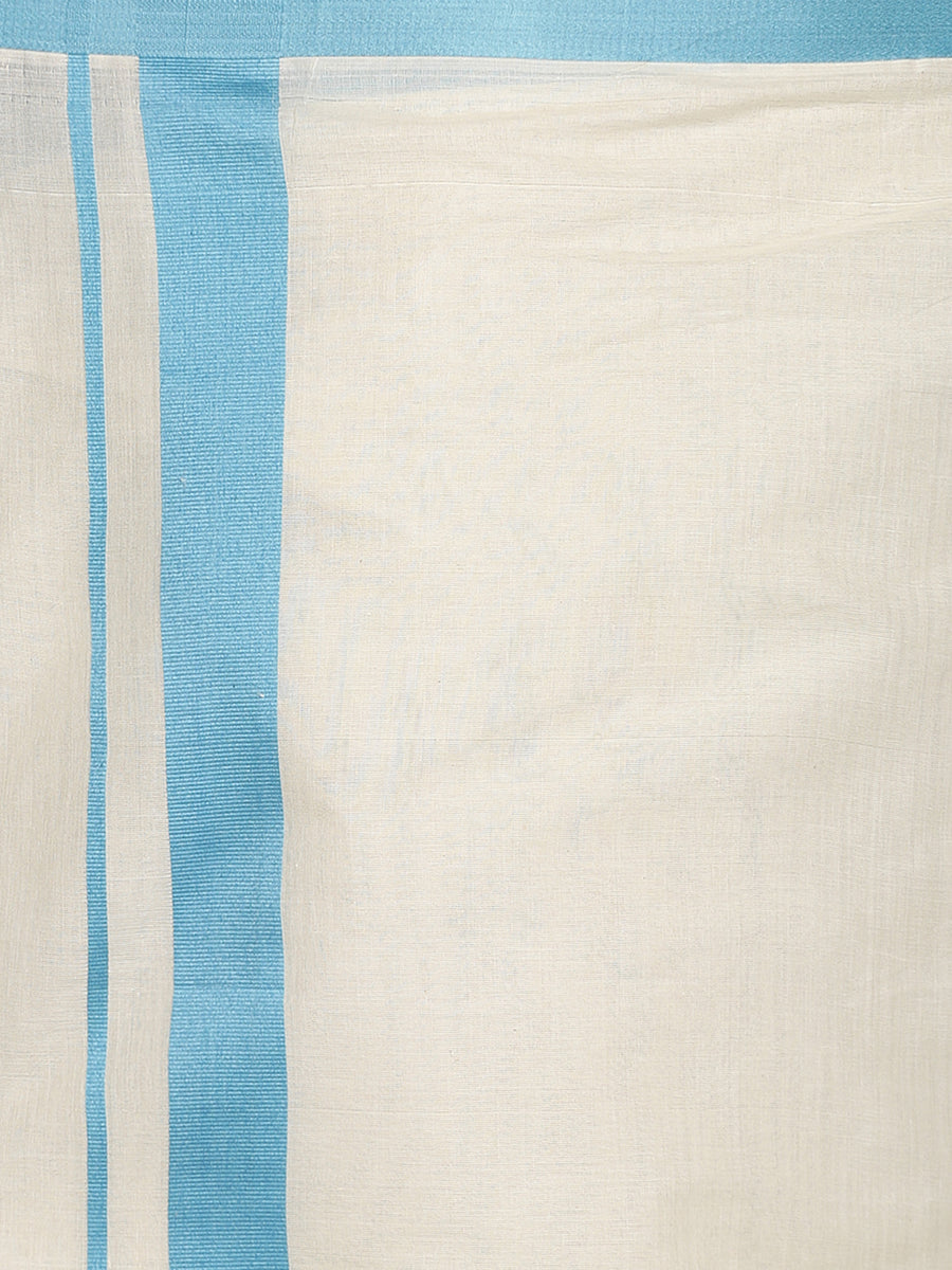 Mens Pure Cotton Double Dhoti Off White