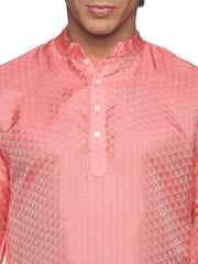 MENS ART SILK SHORT KURTA WITH POCKET DHOTI