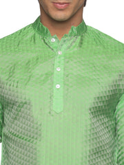 MENS ART SILK LONG KURTA WITH POCKET DHOTI