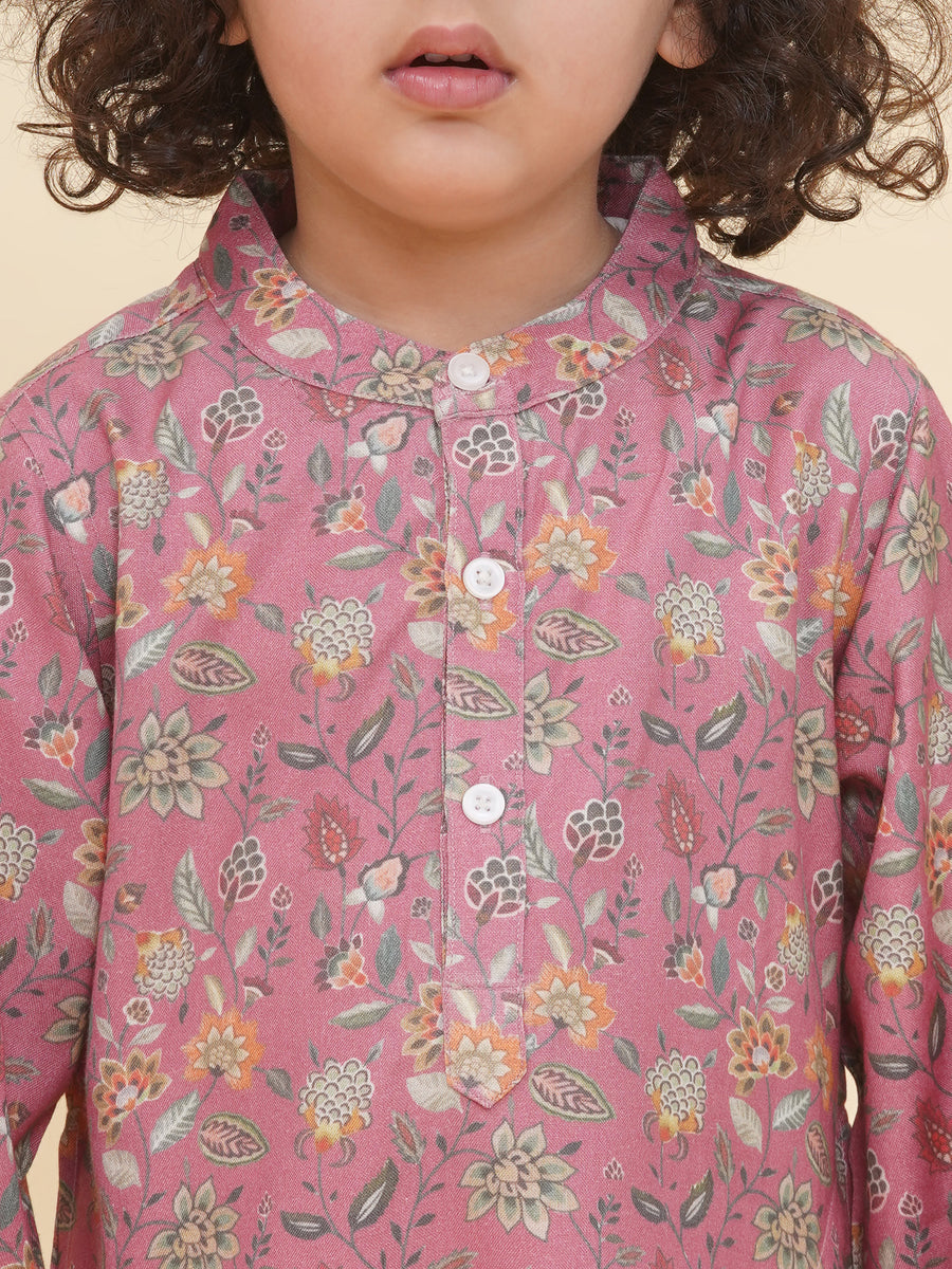 Boy's Floral Print Kurta