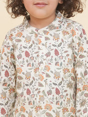 Boy's Floral Print Kurta