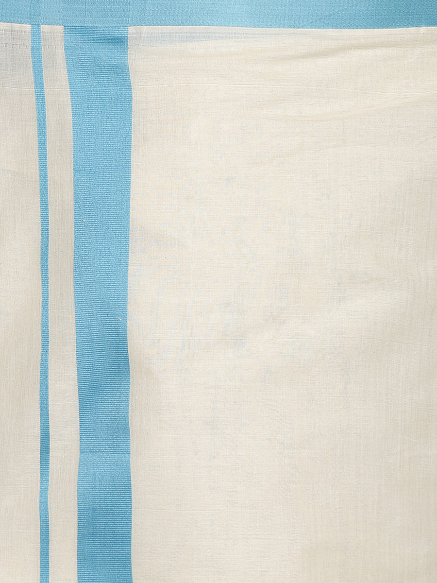 Mens Pure Cotton Double Dhoti Off White