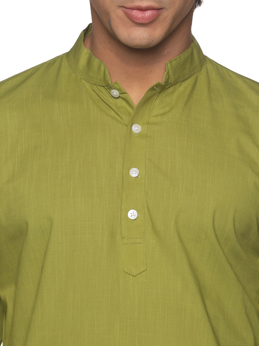 MENS SLUB COTTON BLUE LONG KURTA WITH PYJAMA