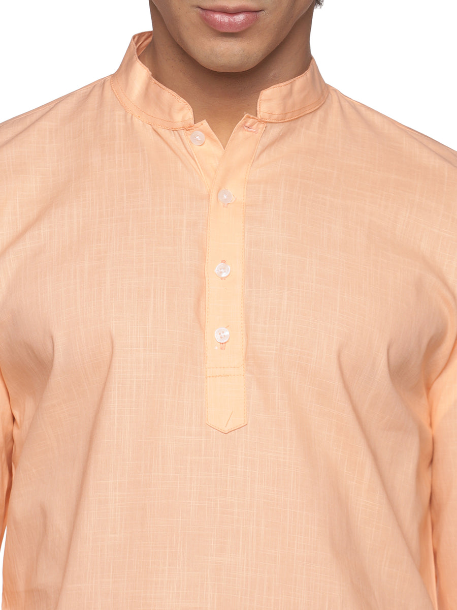 MENS SLUB COTTON BLUE LONG KURTA WITH PYJAMA