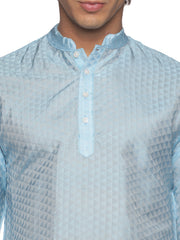 MENS ART SILK SHORT KURTA WITH POCKET DHOTI