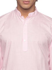 MENS SLUB COTTON BLUE LONG KURTA WITH PYJAMA