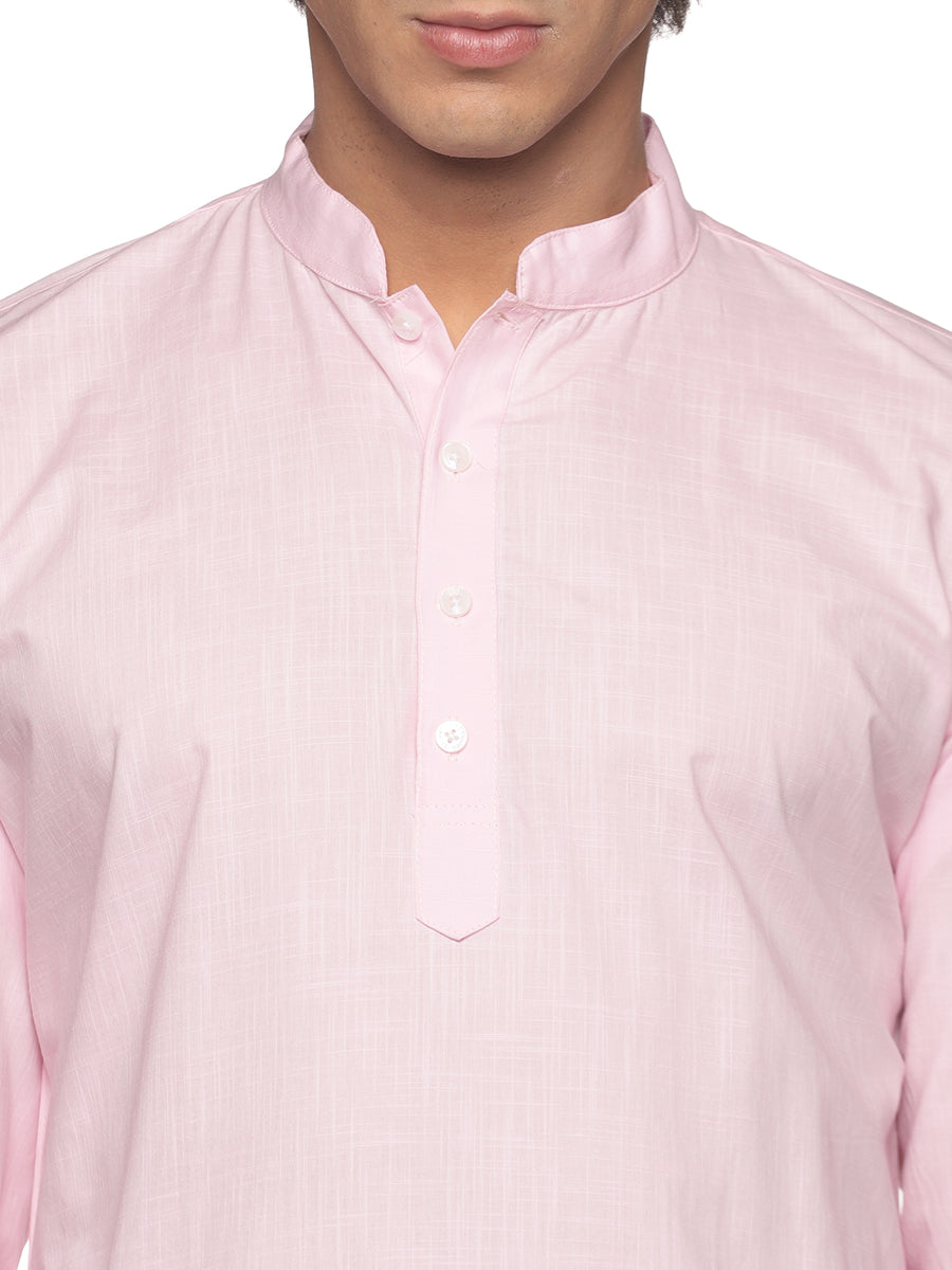 MENS SLUB COTTON BLUE LONG KURTA WITH PYJAMA