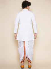 Men Cotton White Colour Kurta and Dhoti Pant Set