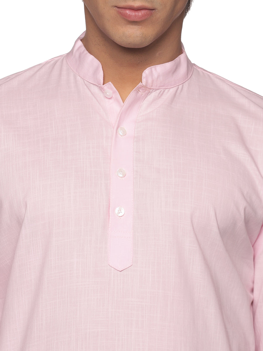 MENS SLUB COTTON BLUE LONG KURTA WITH PYJAMA