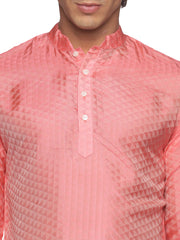 MENS ART SILK LONG KURTA WITH POCKET DHOTI