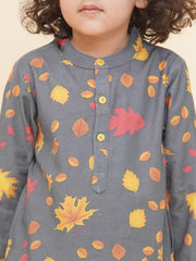 Boy's Floral Print Kurta DhotiPant Set