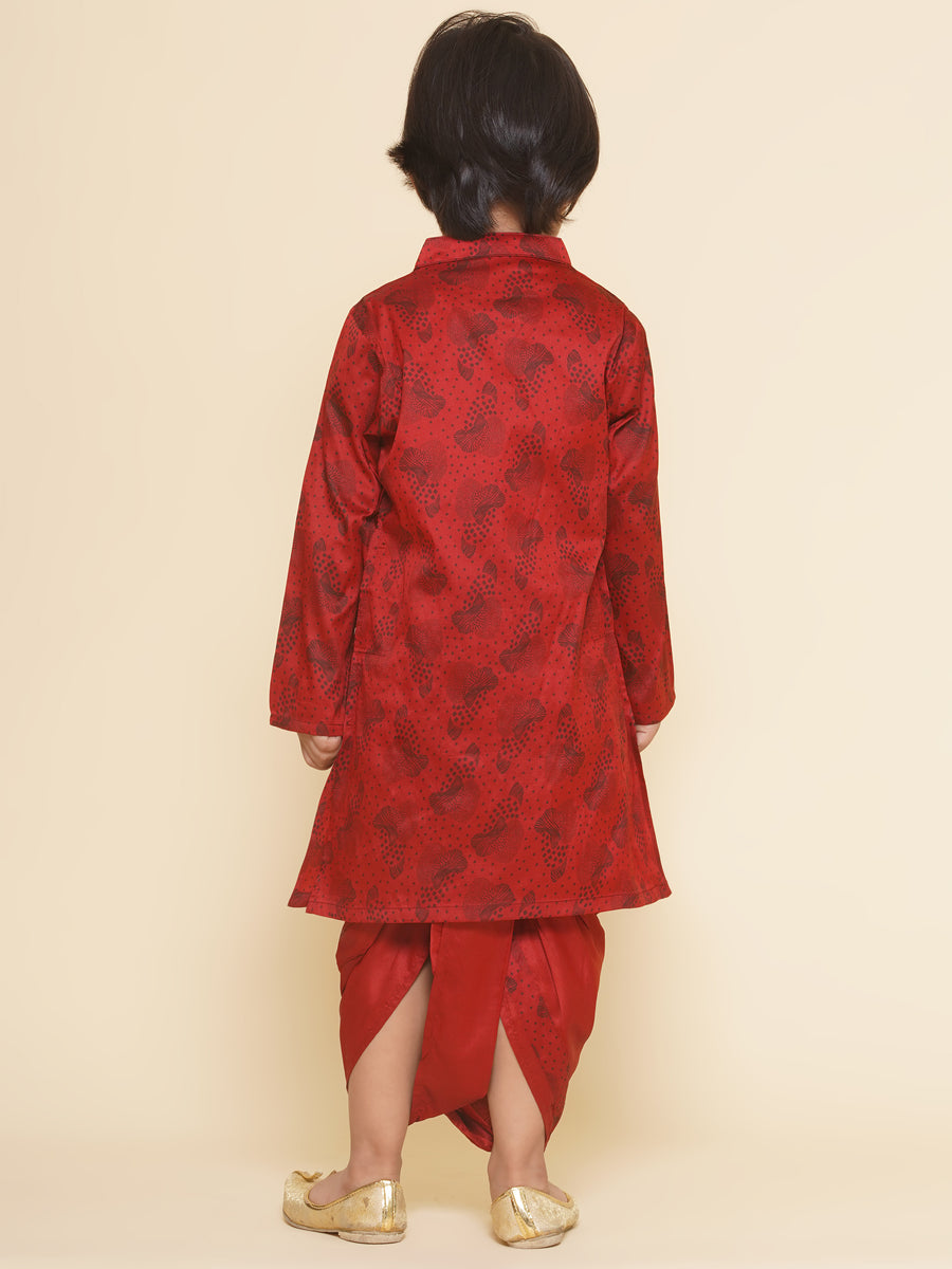 Boys Leaf Design Printed Kurta 